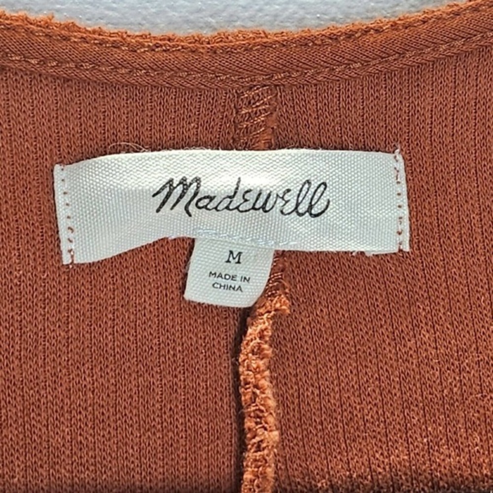 Madewell Wrap Jumpsuit Orange Textured Knit Tie-Knot Size Medium - Picture 5 of 9